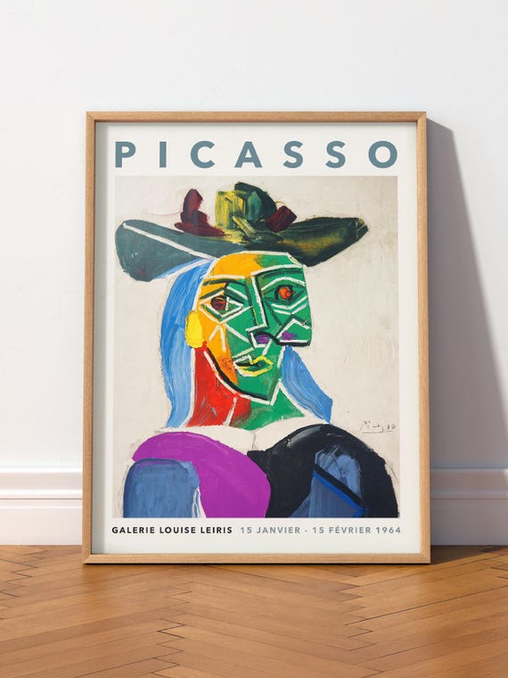 Picasso Dora Maar Print, Cubist Portrait Wall Art, Colorful Home