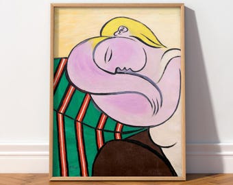 Pablo Picasso The Yellow Hair Poster,  Vintage Cubism Oil Painting, Colorful Abstract Wall Art 44