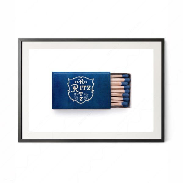 Paris Ritz Hotel Matchbox Art Print, Vintage Travel Poster 86