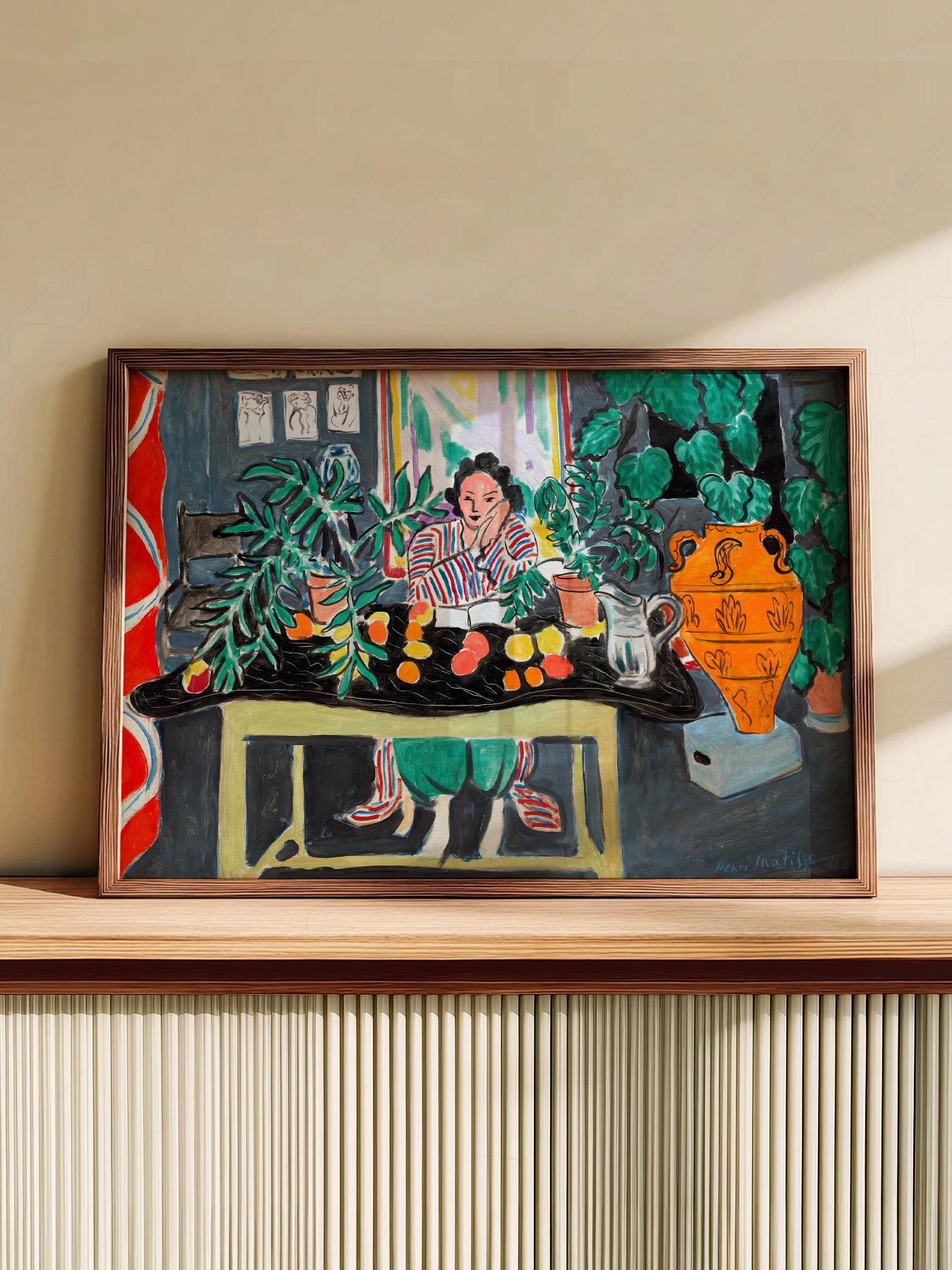 Henri Matisse 花瓶と果物 リトグラフ　額縁入り Henri Matisse Art Print: Etruscan Vase, Fruits & Flowers 13 - Etsy