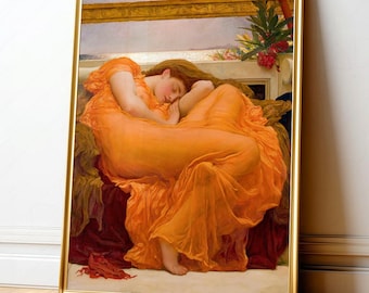 painting of a woman in an orange dress Flaming June
