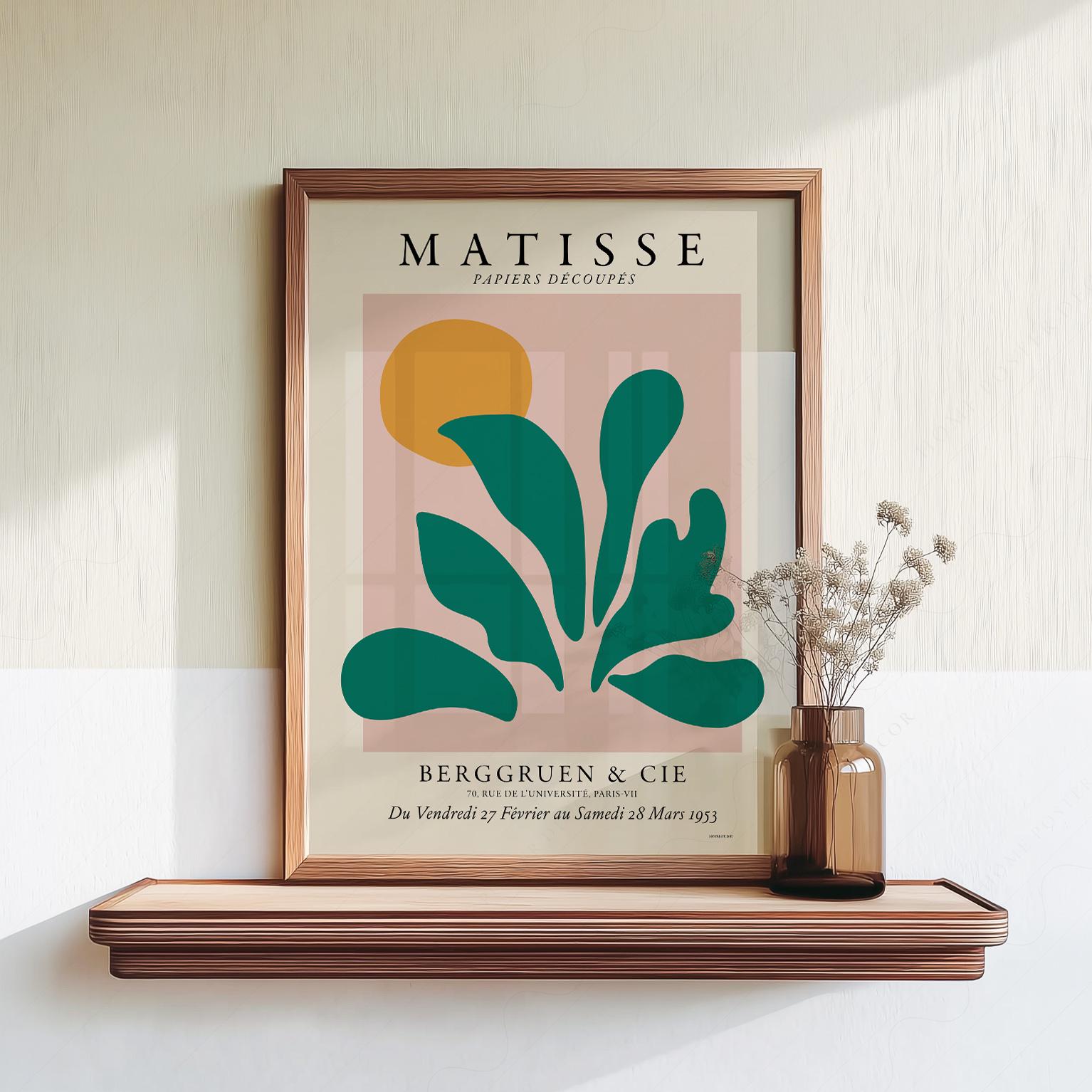 Matisse リーフデザイン 大判絵画　70×70cm Henri Matisse Papiers Decoupes Poster, Pink Green Leaf Art Print
