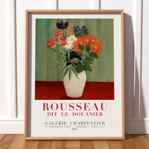 Henri Rousseau poster, Museum exhibition print, Floral Wall Art, Flower Painting, Rousseau Art, Flower Print