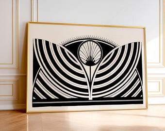 Geometric Floral Art Print, Samuel Jessurun de Mesquita, Black and White Print