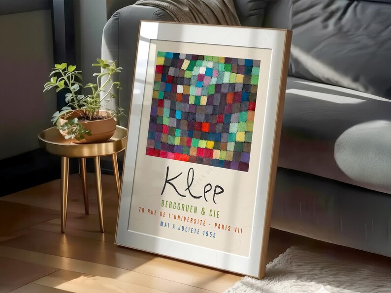 Lámina abstracta de bloques de color de Paul Klee, arte mural geométrico moderno, póster con estampado cuadrado colorido, decoración de arte de mediados de siglo 02 imagen 6