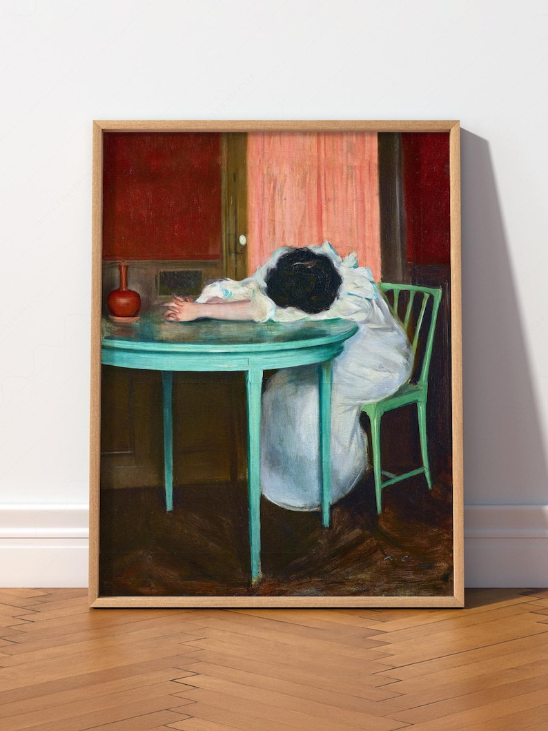 Ramon Casas Tired Print, Vintage Woman Painting, Moody Interior Wall ...