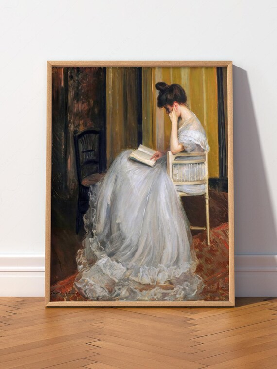 Woman Reading Print, Vintage Book Lover Decor, Literary Home Decor 94