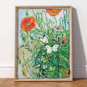 Vincent Van Gogh Butterflies and poppies Flowers art Wall art for living room Bedroom wall decor Flower prints Unique gift 21
