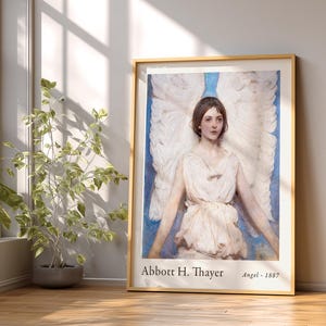 Antique art prints, American artist, Exhibition Poster, Angel painting, Abbott Handerson Thayer 1 image 8