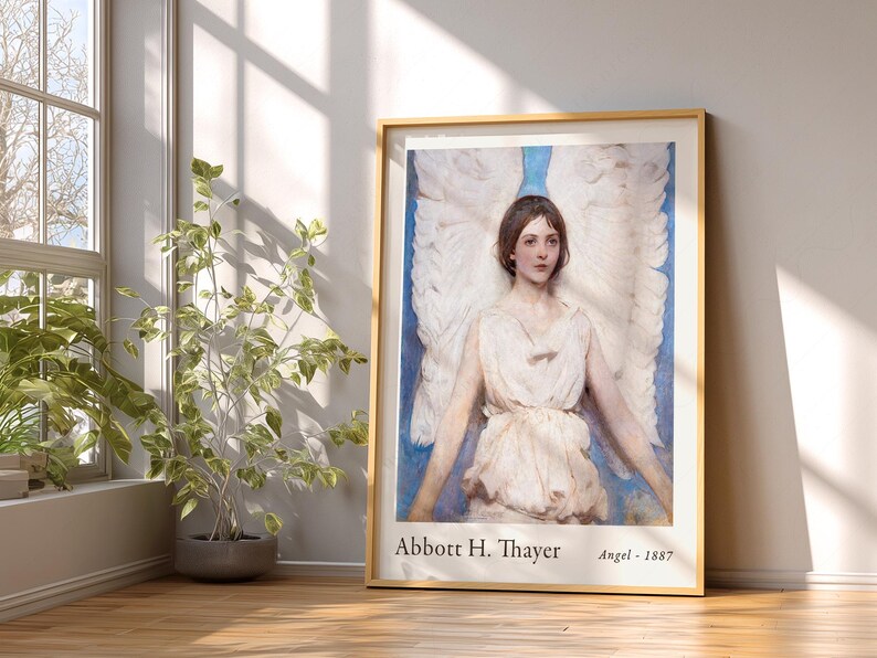 Antique art prints, American artist, Exhibition Poster, Angel painting, Abbott Handerson Thayer 1 image 8