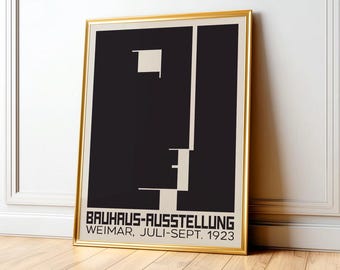 Bauhaus Exhibition Poster 1923, Black White Print, Minimalist Modernism Wall Art, Geometric Graphic Poster, Physical Print