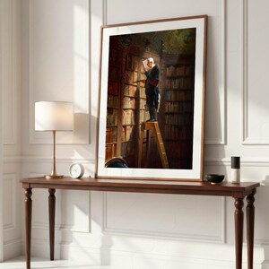 Carl Spitzweg Bookworm Print: Antique Library Painting, Book Lover Gift 108-8 image 6