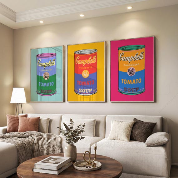 額装品/Campbells Soup/アンディウォーホル/ポスター/インテリア Andy Warhol Campbell Soup Cans Print Set, Retro Pop Art - Etsy