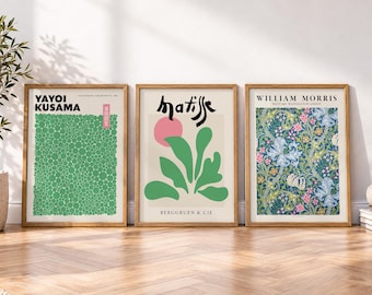 Set of 3 Prints, Tokyo Modern Art, Henri Matisse, William Morris Floral Print, Physical Prints 24