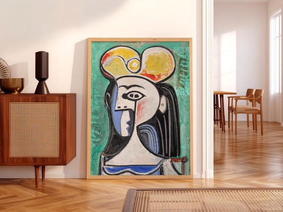 Picasso Abstract Woman Art Print, Cubist Mid Century Modern