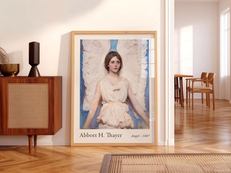 Antique art prints, American artist, Exhibition Poster, Angel painting, Abbott Handerson Thayer 1 image 2