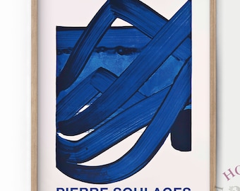 Soulages Print, Blue Wall Art, Modern Poster, Soulages Exhibition Poster, Pierre Soulages, Minimalist Print, Large Sizes Print, Gift Idea