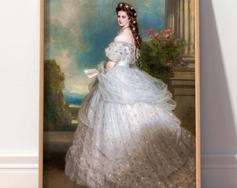 Empress Elisabeth of Austria Portrait, Princess Sissi Wall Art, Royal Victorian Decor 95