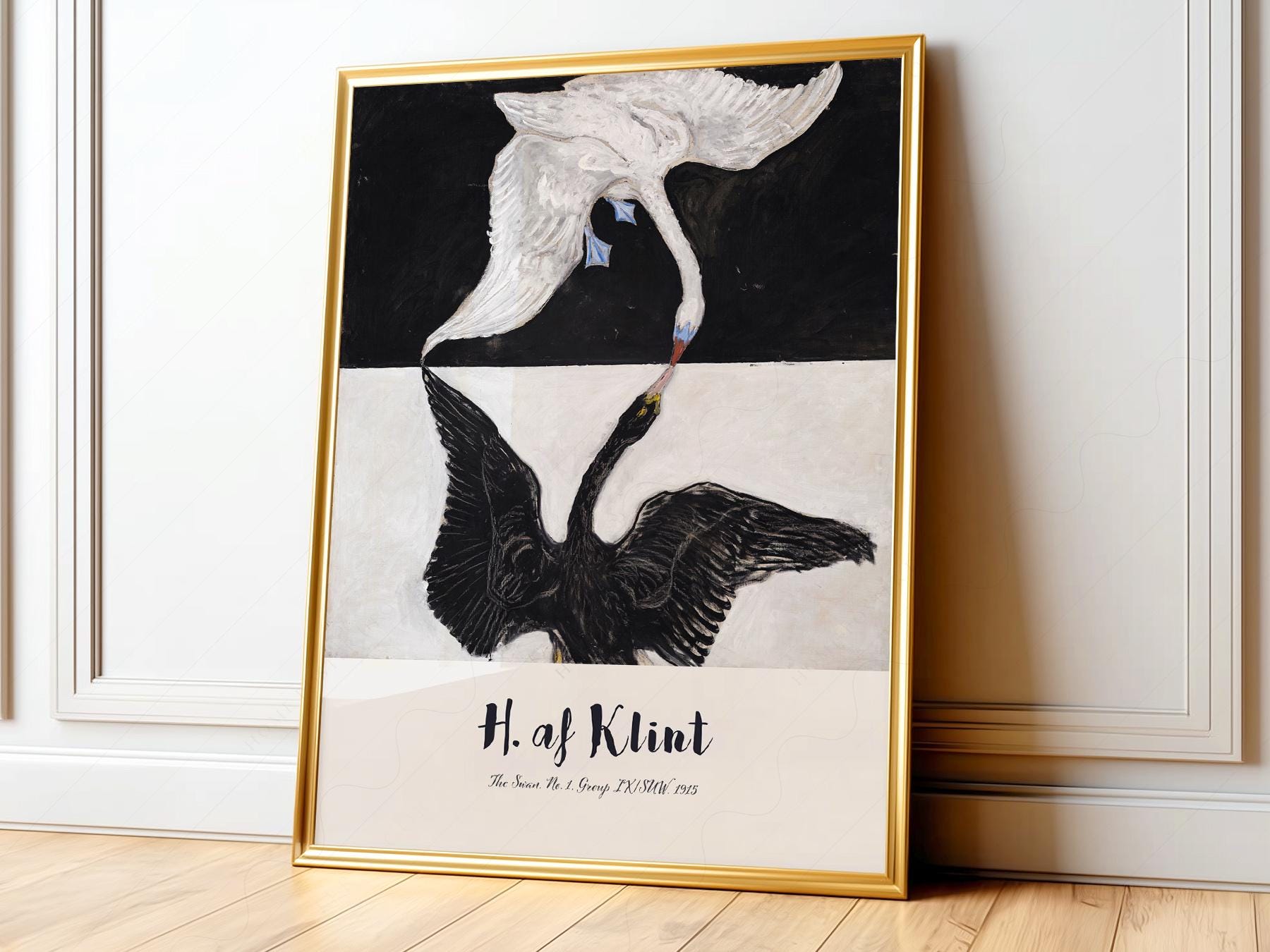 Hilma Af Klint Swan Poster, Abstract Exhibition Print, Black and