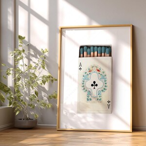 Ace of clubs Playing cards, Retro wall art, Aesthetic room, Vintage matchbox photography image 8