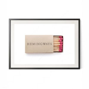 Hemingways Vintage Matchbox Art Print, Trendy Aesthetic Bar Cart Art