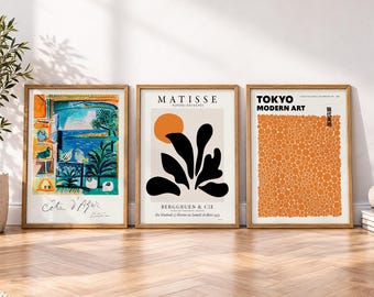 Mid Century Modern Gallery Wall Art, Matisse, Picasso, Japanese Print Set