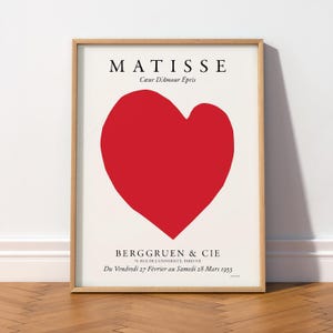 Lámina Corazón Rojo de Henri Matisse, Arte de Pared Minimalista 21A