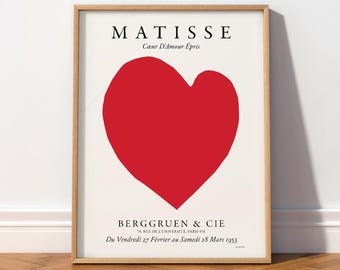 Henri Matisse Red Heart Print, Minimalist Wall Art 21A