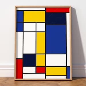 Mondrian Print, Abstract Wall Decor, Geometric Print, Fine Art, Mondrian Composition, Bauhaus Poster, Midcentury Art, Gift Idea, Colourful