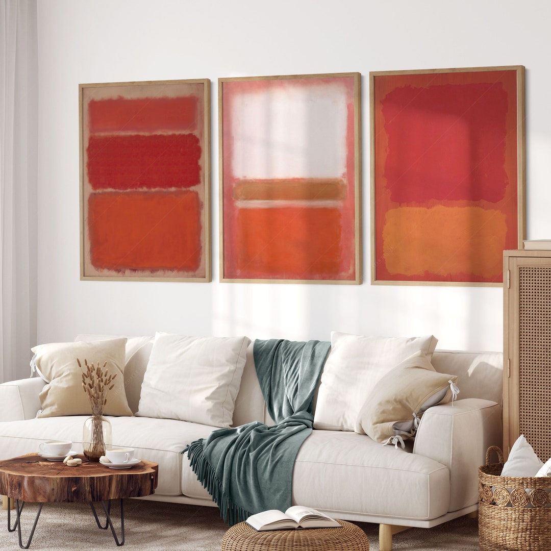 Rothko Art Print Set of 3, Red Abstract Wall Art, Modern Gallery Wall ...