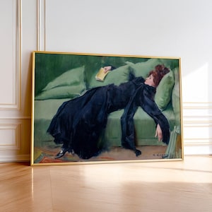 Ramon Casas Print: Decadent Woman, Emerald Green Vintage Art 85