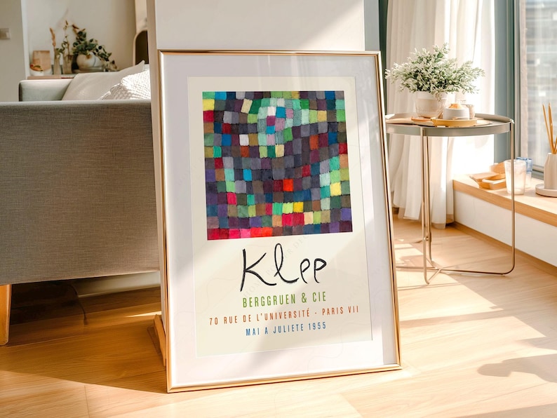 Lámina abstracta de bloques de color de Paul Klee, arte mural geométrico moderno, póster con estampado cuadrado colorido, decoración de arte de mediados de siglo 02 imagen 5