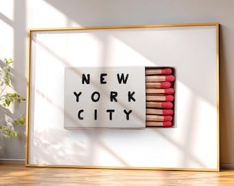 New York City Streichholzschachtel Poster, Retro, minimalistische Wandkunst, moderne NYC-Druck, Urbanes Wohnungsdekor