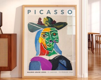 Picasso、DIAULE、希少画集画、新品額装付 Picasso Dora Maar Print, Cubist Portrait Wall Art, Colorful Home