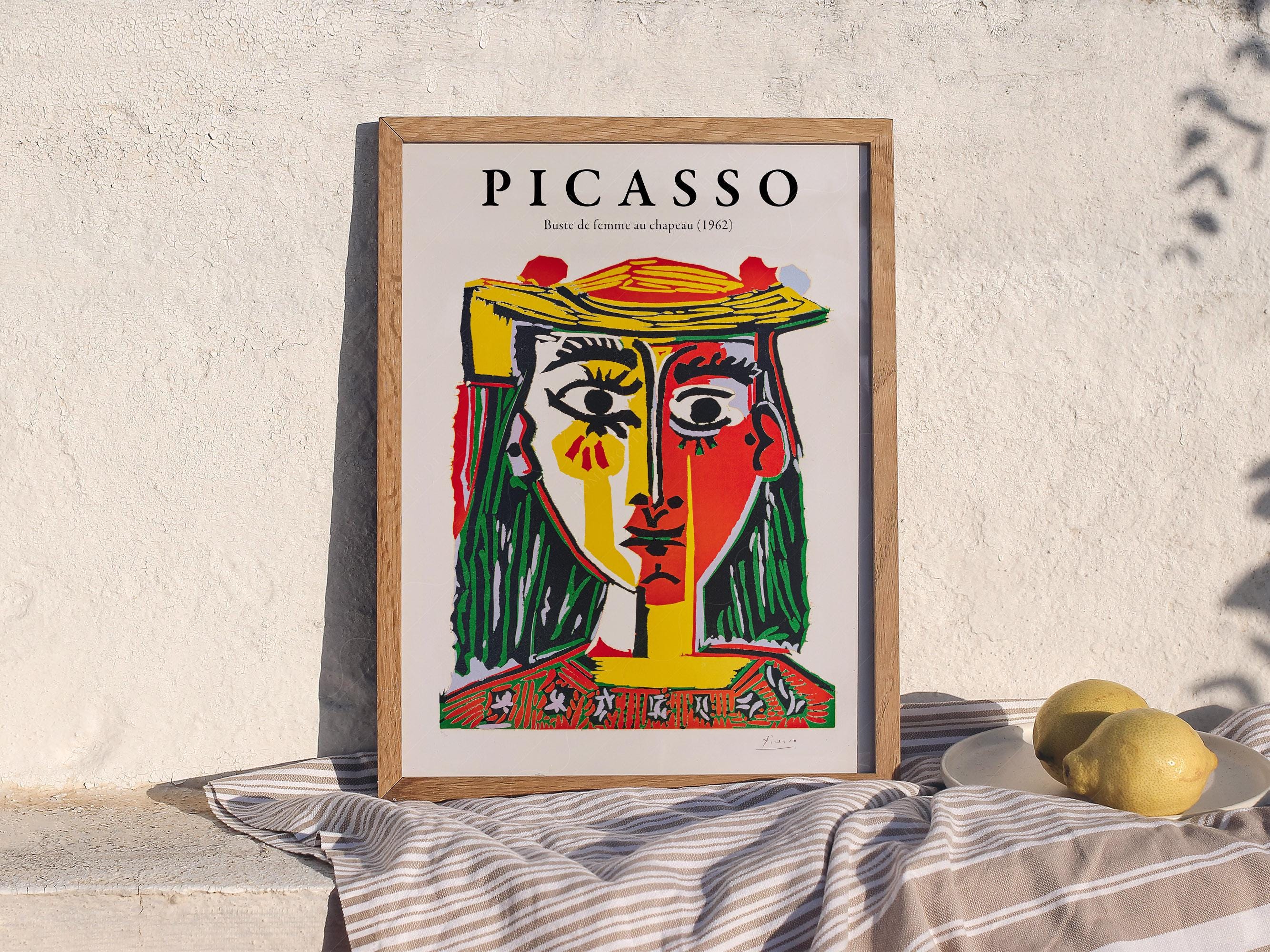 Pablo Picasso Famous Painting Femme Au Chapeau Bust Wall Art for