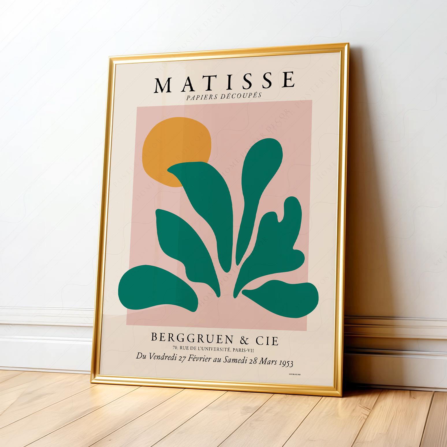 Henri Matisse Papiers Decoupes Poster, Pink Green Leaf Art Print