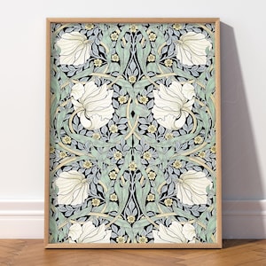 William Morris Pimpernel, Floral Trellis pattern, Bedroom Wall Art, Gift for her, Nature inspired, Green Turquoise