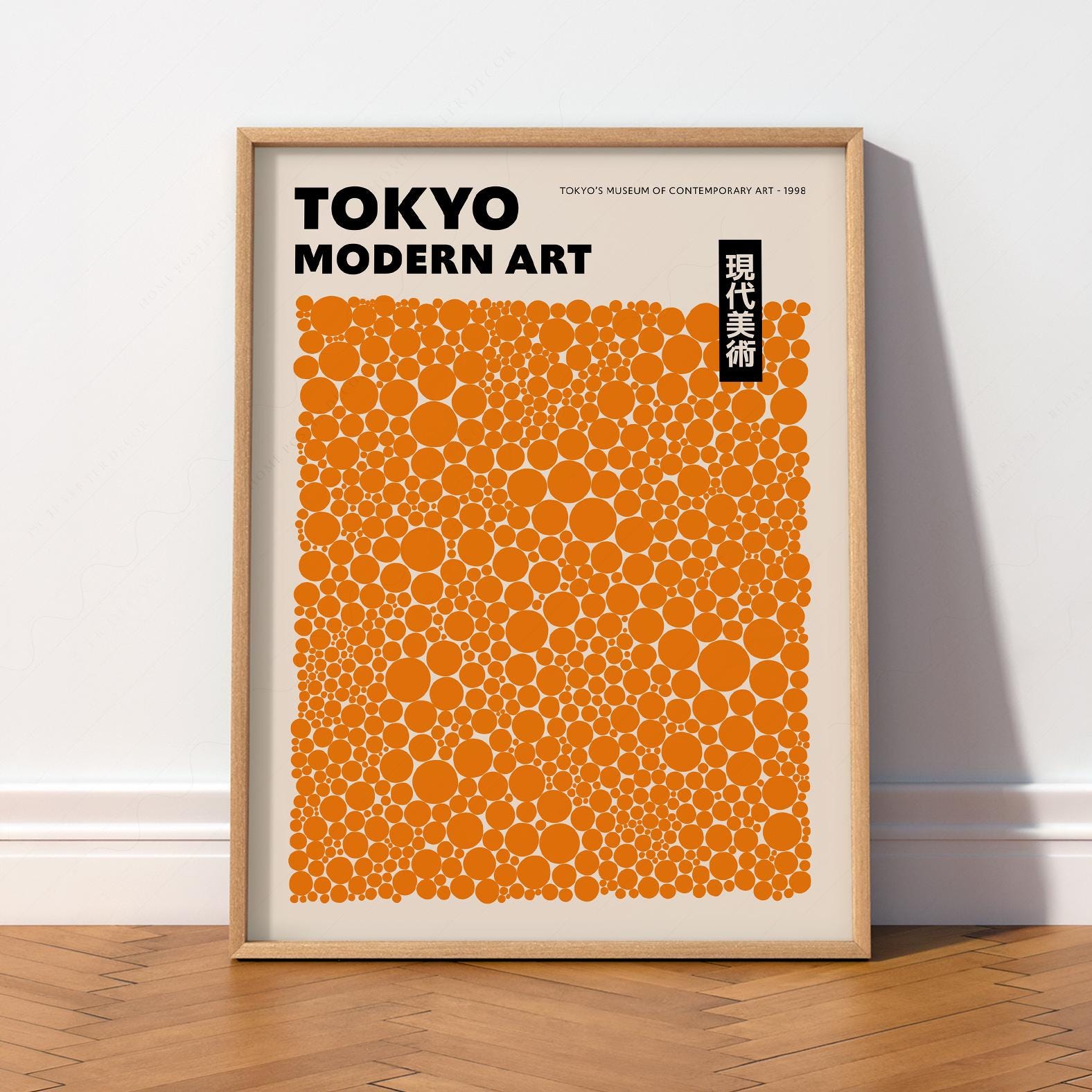 Orange Circles Print, Contemporary Japanese Wall Art, Modern