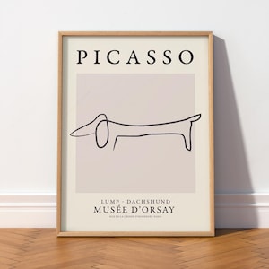 Picasso Dachshund Print: Minimalist Dog Line Art, Boho Neutral Decor