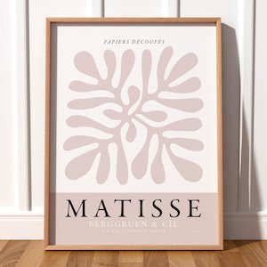 Lámina de Henri Matisse, póster de Matisse, arte abstracto, lámina de hojas, arte floral, póster coral, rosa ruborizado, decoración costera, dormitorio de niña