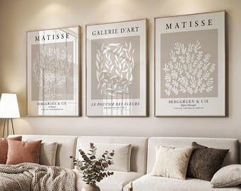 Matisse Gallery Wall Art: Beige Botanical Prints, Set of 3 Prints 14