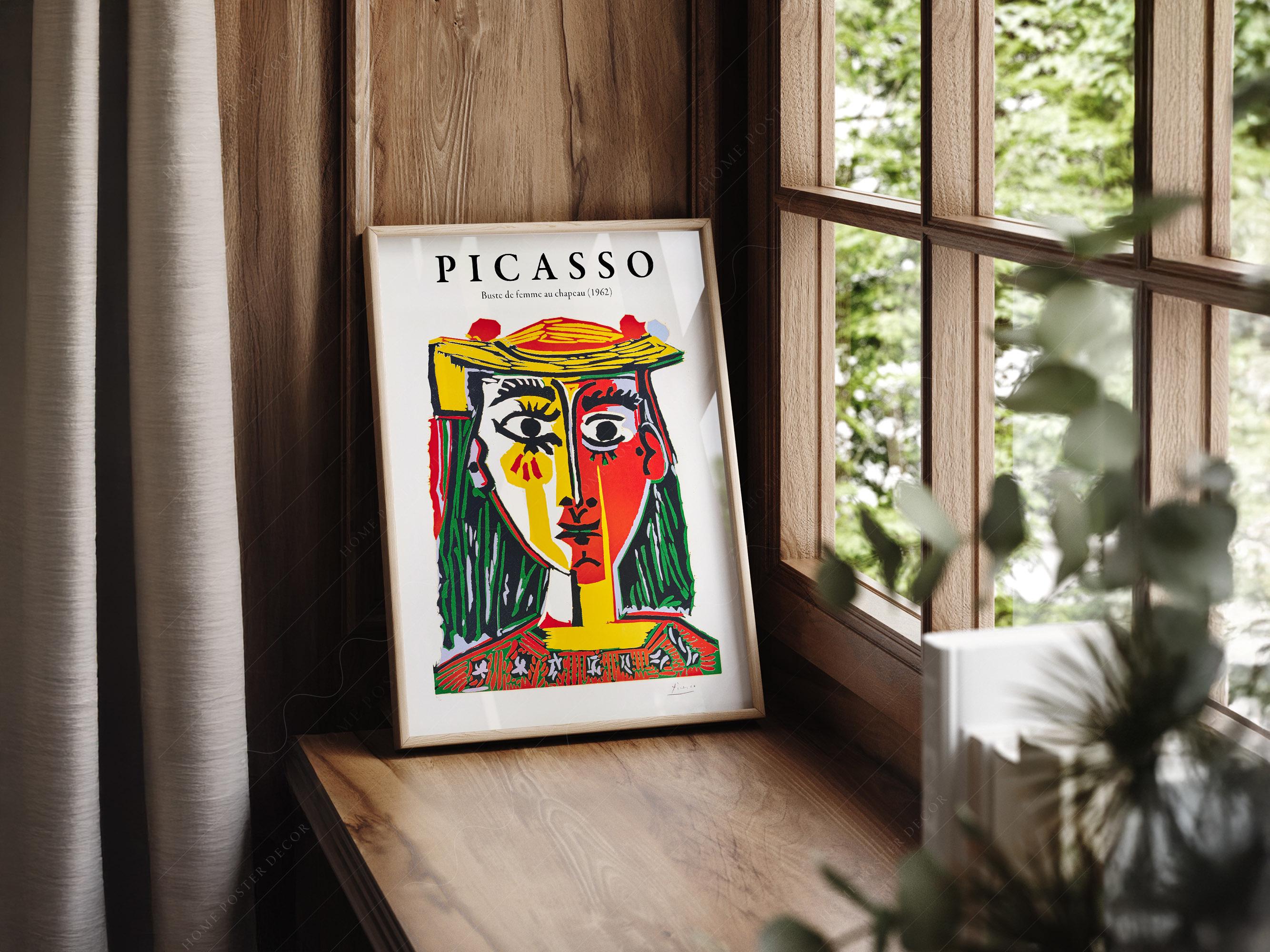 Pablo Picasso Famous Painting Femme Au Chapeau Bust Wall Art for