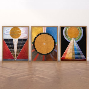 Hilma Af Klint, Altarpiece series, The Humanity reaching to divinity, Beyond the visible, Set of 3 Prints