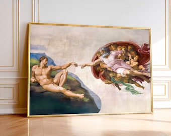 Michelangelo's Creation of Adam Print, Renaissance Art Reproduction