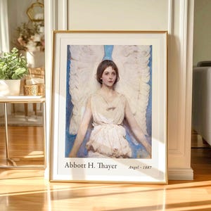 Antique art prints, American artist, Exhibition Poster, Angel painting, Abbott Handerson Thayer 1 image 5