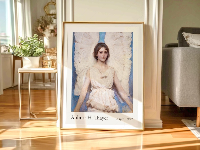Antique art prints, American artist, Exhibition Poster, Angel painting, Abbott Handerson Thayer 1 image 5
