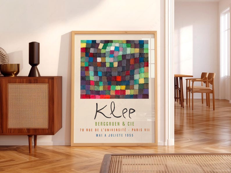 Lámina abstracta de bloques de color de Paul Klee, arte mural geométrico moderno, póster con estampado cuadrado colorido, decoración de arte de mediados de siglo 02 imagen 3