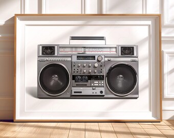 Boombox Print, Vintage Stereo Wall Art, 80s Decor, RC-M90 - Etsy