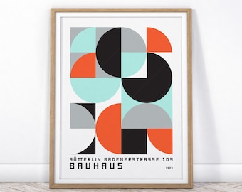Bauhaus Poster, Mid Century Poster, Abstract Wall Decor, Geometric Print, Living Room Wall Art, Museum Poster, Office Decor, Bauhaus Print