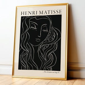 Matisse Woman Line Art Print, Black and White Minimalist Decor